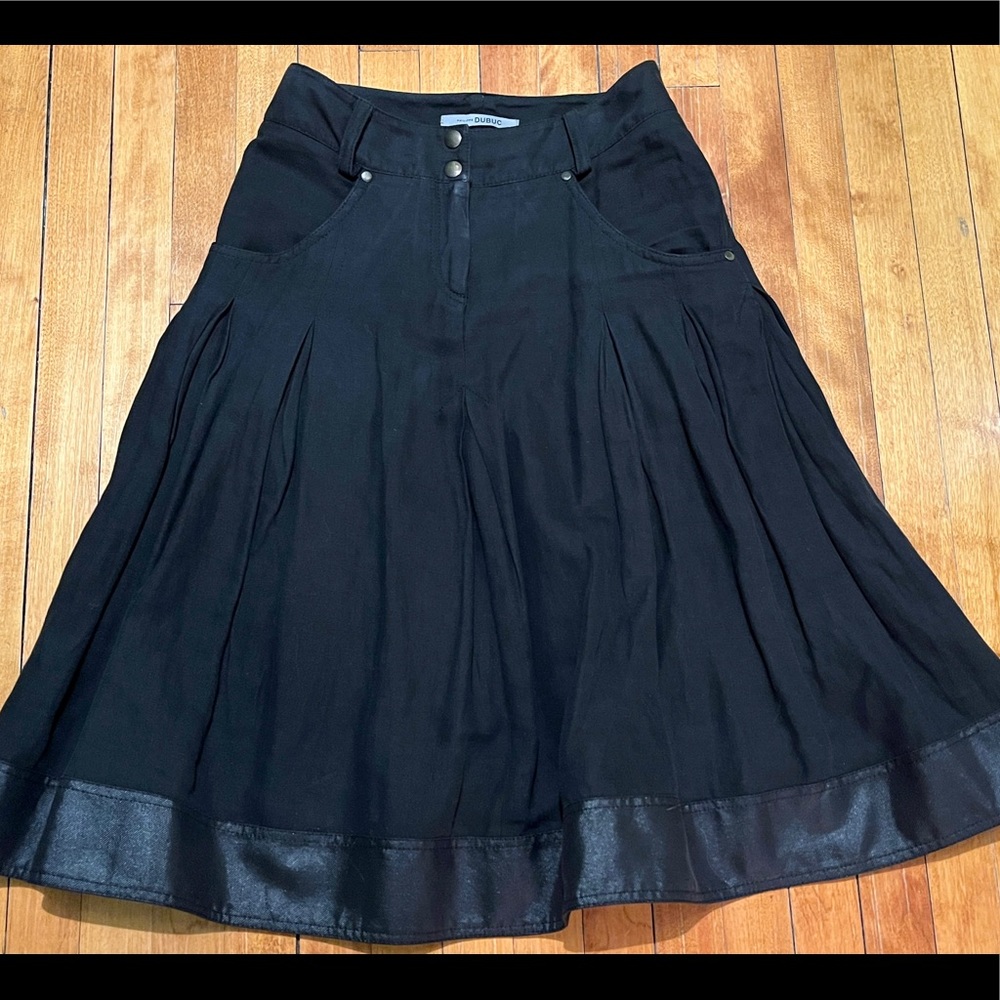 Black cotton/linen Dubuc skirt